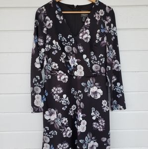 Adrianna Papell Midi Floral Long Sleeve Dress